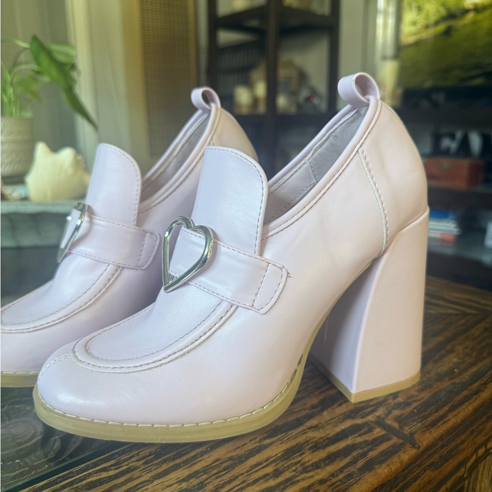 Women's Pink Delights Loafer Loafer Heels with Heart Detail by Koi Footwear